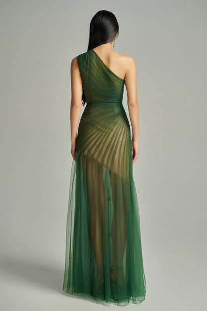 Makenna A-line One Shoulder Polyester Floor Length Dress