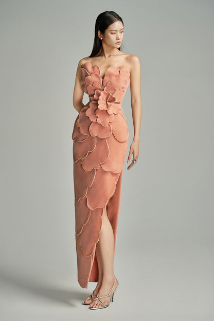 Tiana Pegged Sweetheart Neck Velvet Maxi Dress