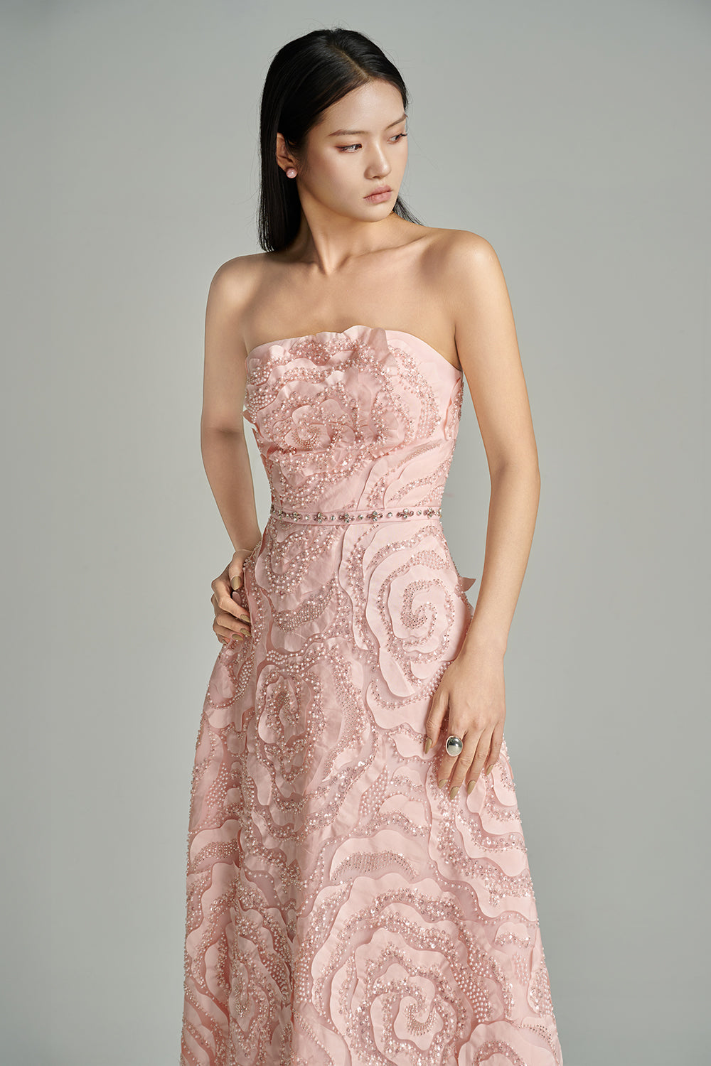 Lyra A-line Scarf Neck Polyester Maxi Dress