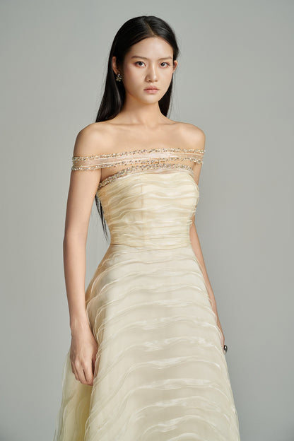 Ainsley Ball Gown Off-Shoulder Organza Maxi Dress
