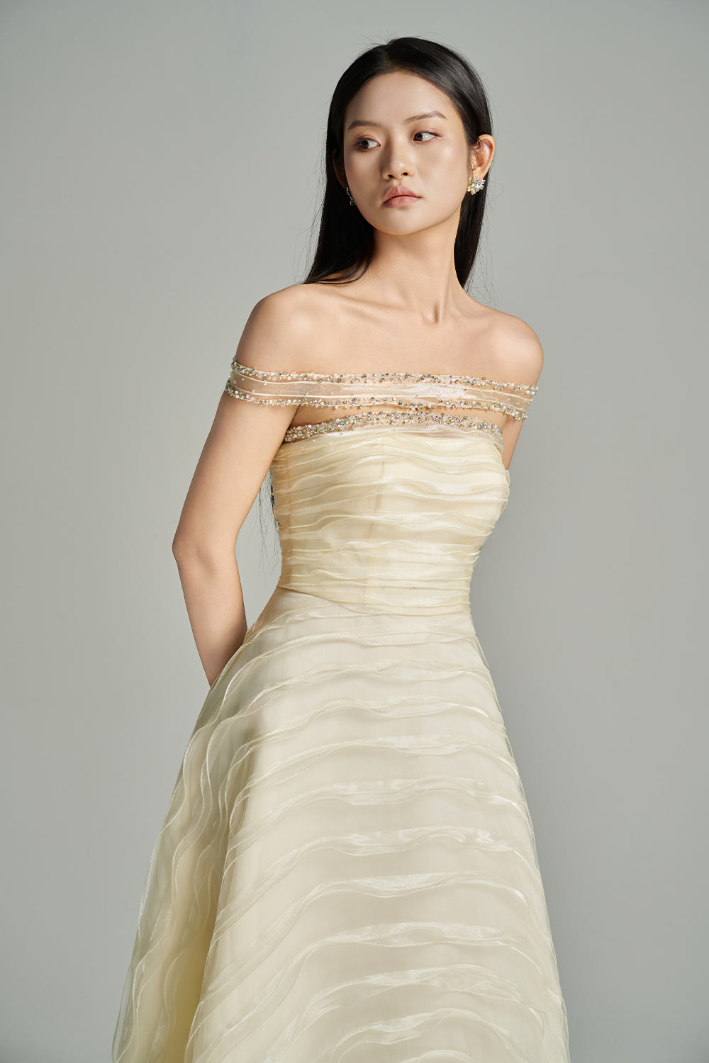 Ainsley Ball Gown Off-Shoulder Organza Maxi Dress