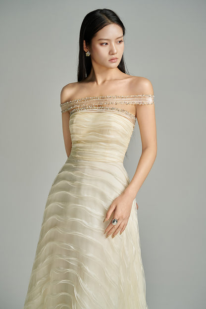 Ainsley Ball Gown Off-Shoulder Organza Maxi Dress
