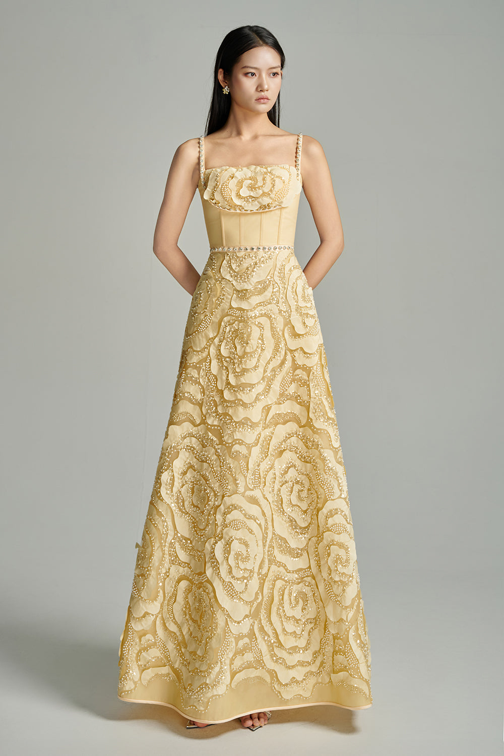Miracle A-line Bead Polyester Maxi Dress