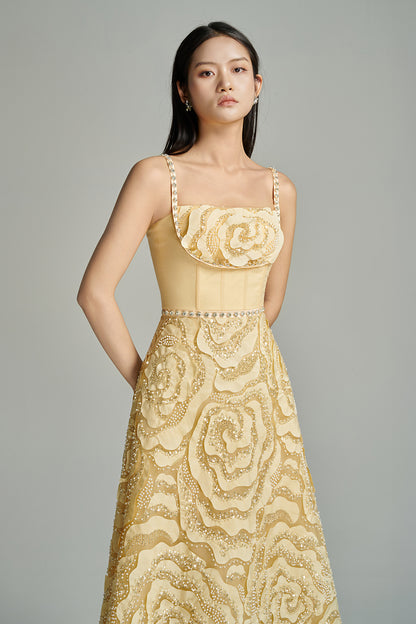 Miracle A-line Bead Polyester Maxi Dress