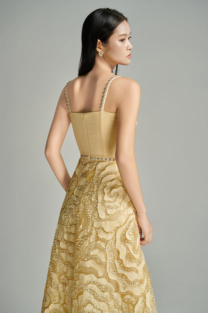Miracle A-line Bead Polyester Maxi Dress
