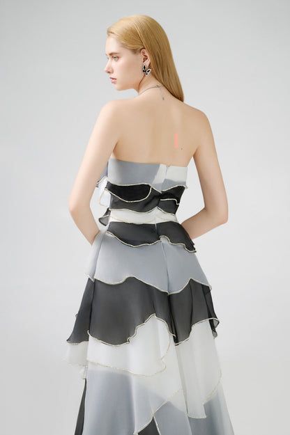 Bobby Strapless Back Zipper Organza Floor Length Dress