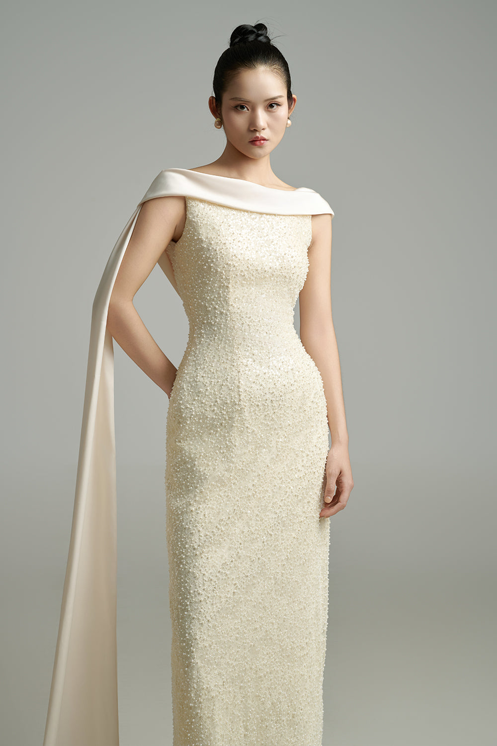 Aitana Sheath Open Back Polyester Maxi Dress