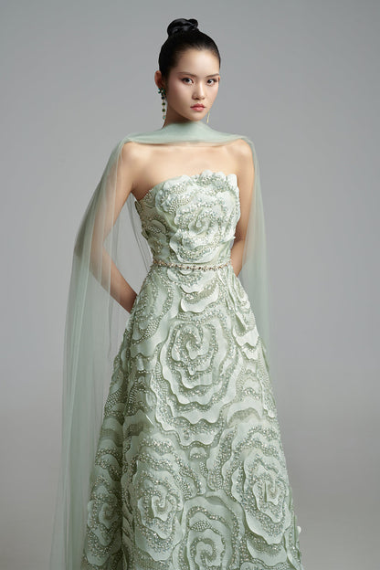 Lyra A-line Scarf Neck Polyester Maxi Dress