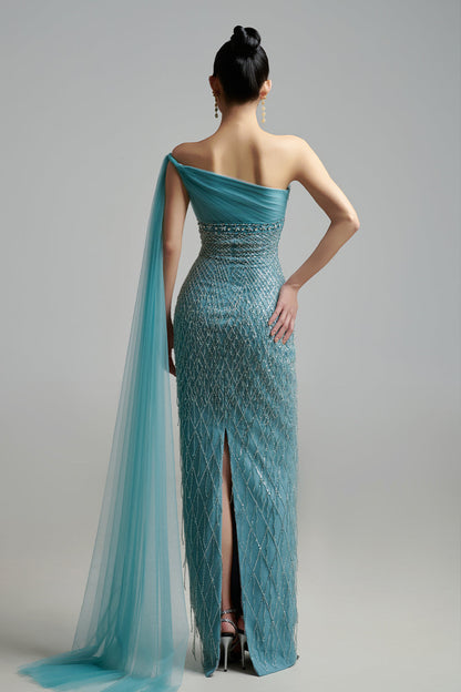 Allyson Pencil One Shoulder Organza Maxi Dress