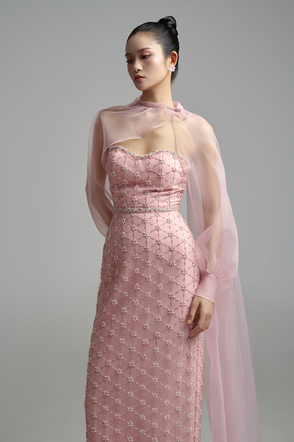 Oaklyn Sheath Bishop Sleeved Polyester Maxi Set
