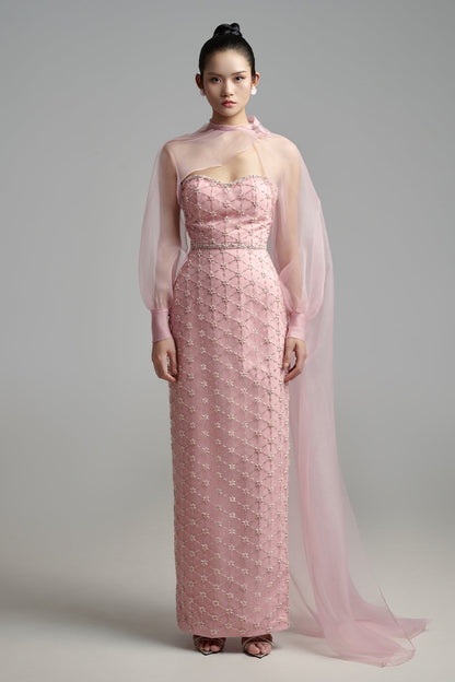 Oaklyn Sheath Bishop Sleeved Polyester Maxi Set