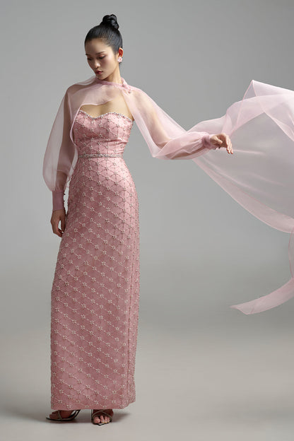 Oaklyn Sheath Bishop Sleeved Polyester Maxi Set