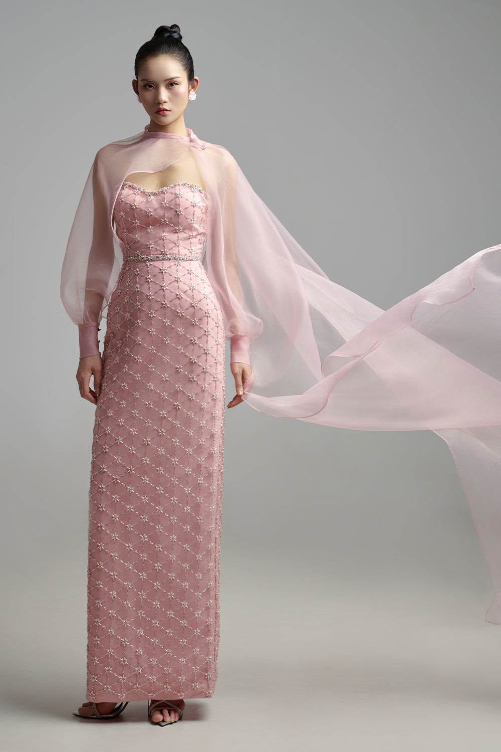 Oaklyn Sheath Bishop Sleeved Polyester Maxi Set