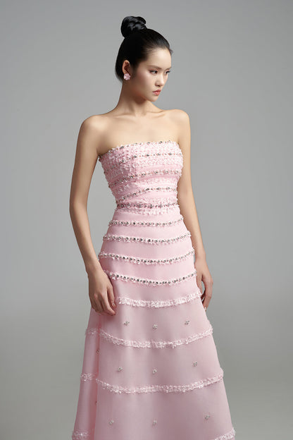 Legacy A-line Ruffle Trim Polyester Maxi Dress