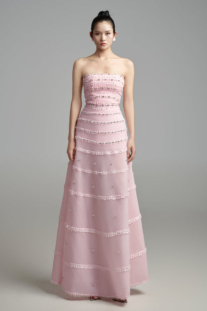 Legacy A-line Ruffle Trim Polyester Maxi Dress