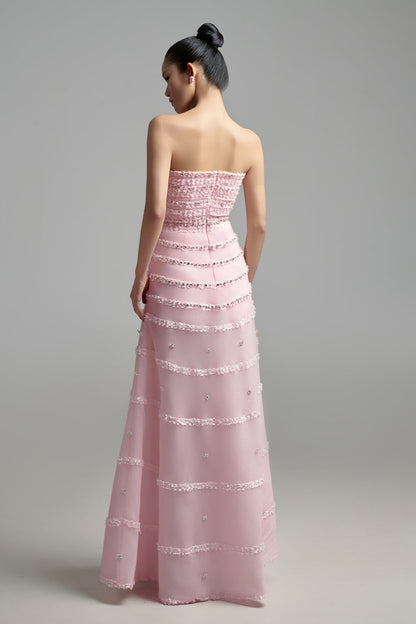 Legacy A-line Ruffle Trim Polyester Maxi Dress