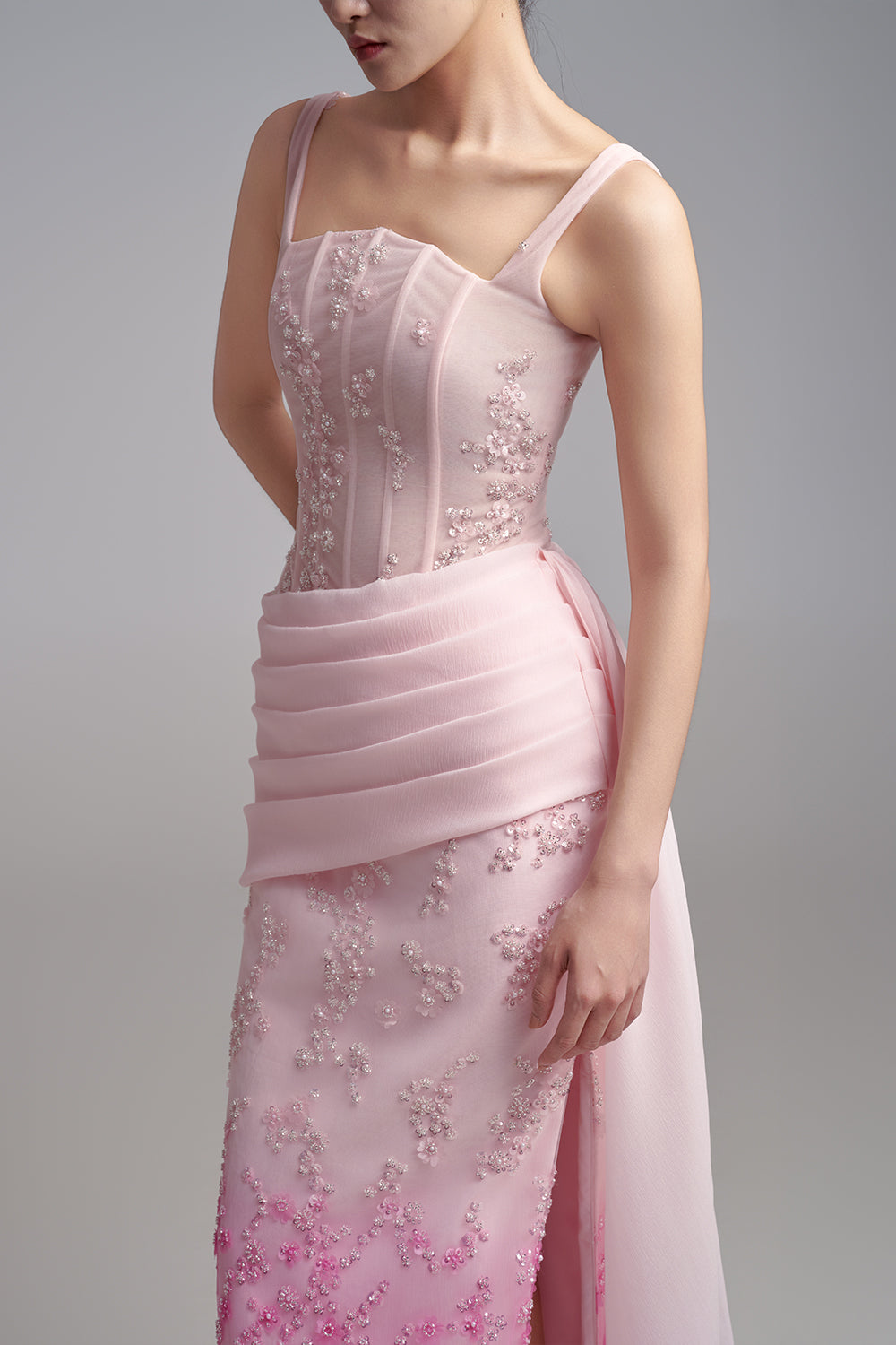 Samara Sheath Corset Waist Polyester Maxi Dress