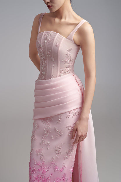 Samara Sheath Corset Waist Polyester Maxi Dress