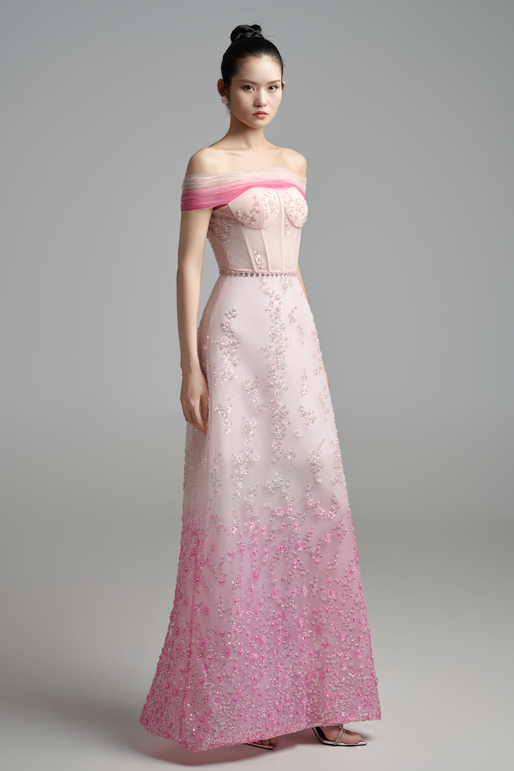 Lauryn A-line Off-Shoulder Polyester Maxi Dress
