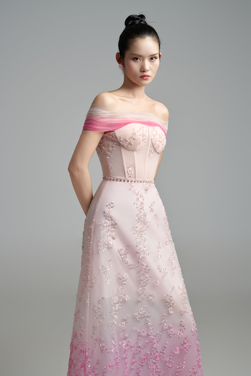 Lauryn A-line Off-Shoulder Polyester Maxi Dress
