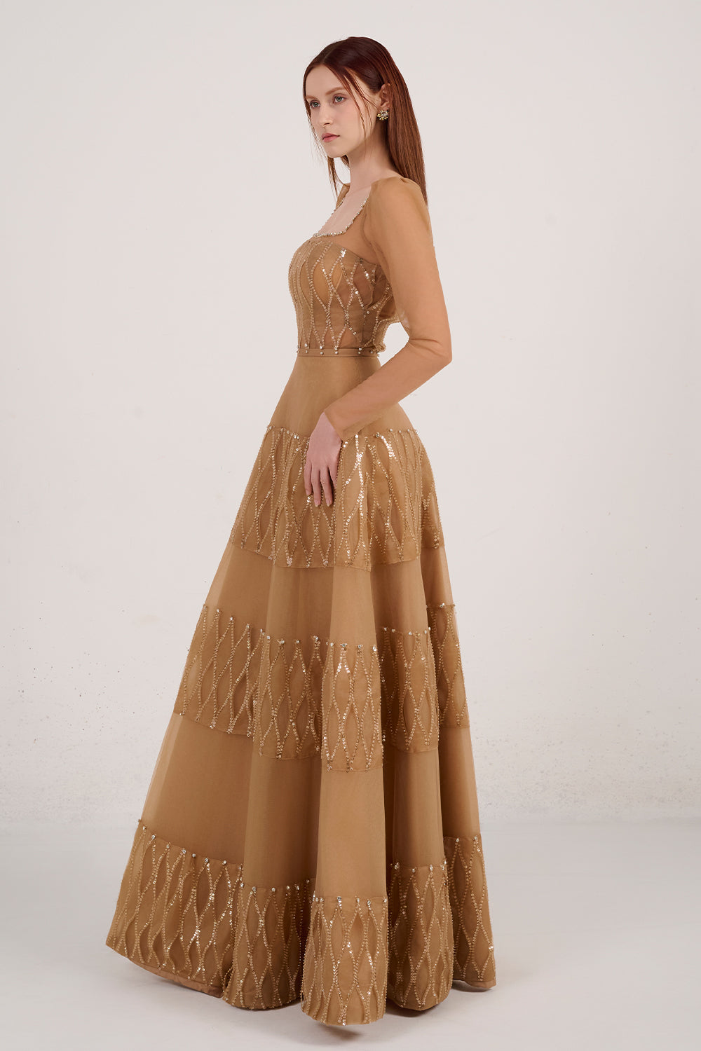 Raquel Ball Gown Square Neck Polyester Maxi Dress