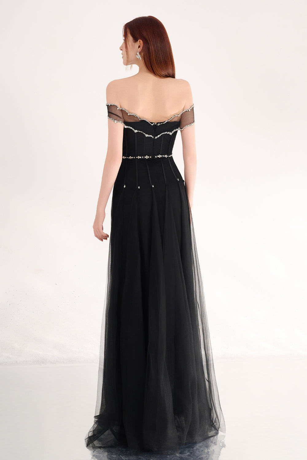 Jayleen Gored Off-Shoulder Organza Maxi Dress