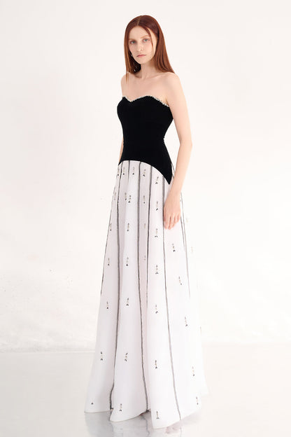 April A-line Semi-Heart Neck Polyester Maxi Dress