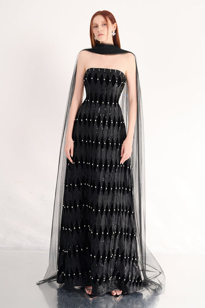 Alaiya Ball Gown Scarf Neck Polyester Maxi Dress