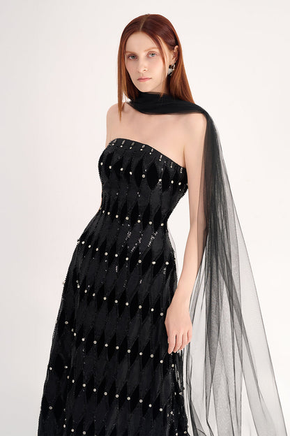 Alaiya Ball Gown Scarf Neck Polyester Maxi Dress