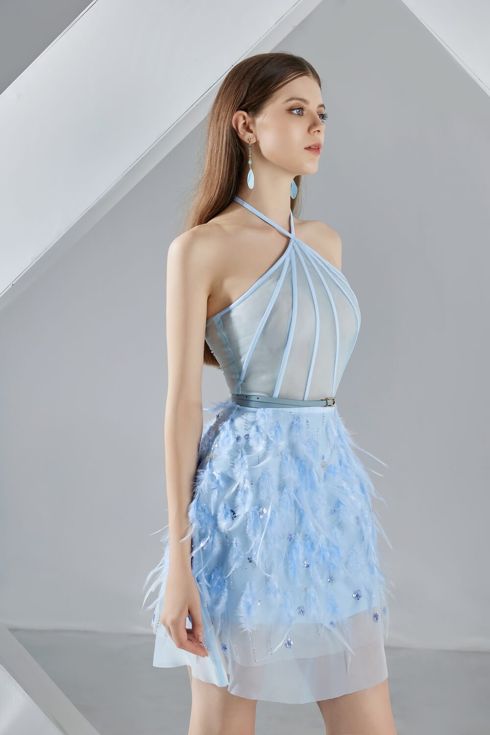 Marilyn A-line Short Sleeved Organza Mini Dress