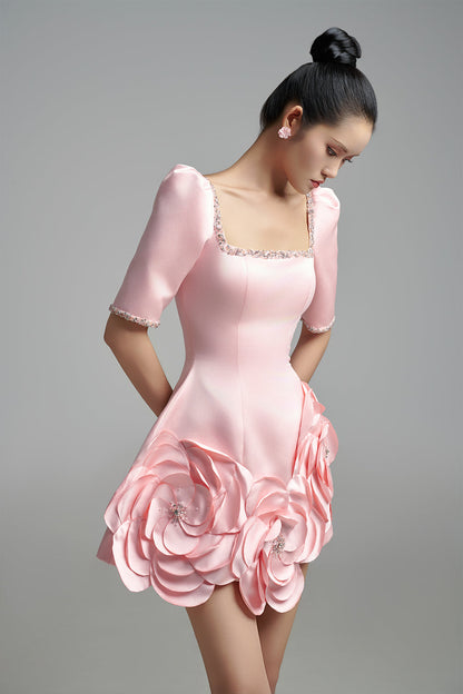 Khalani A-line Leg Of Mutton Sleeved Taffeta Maxi Dress