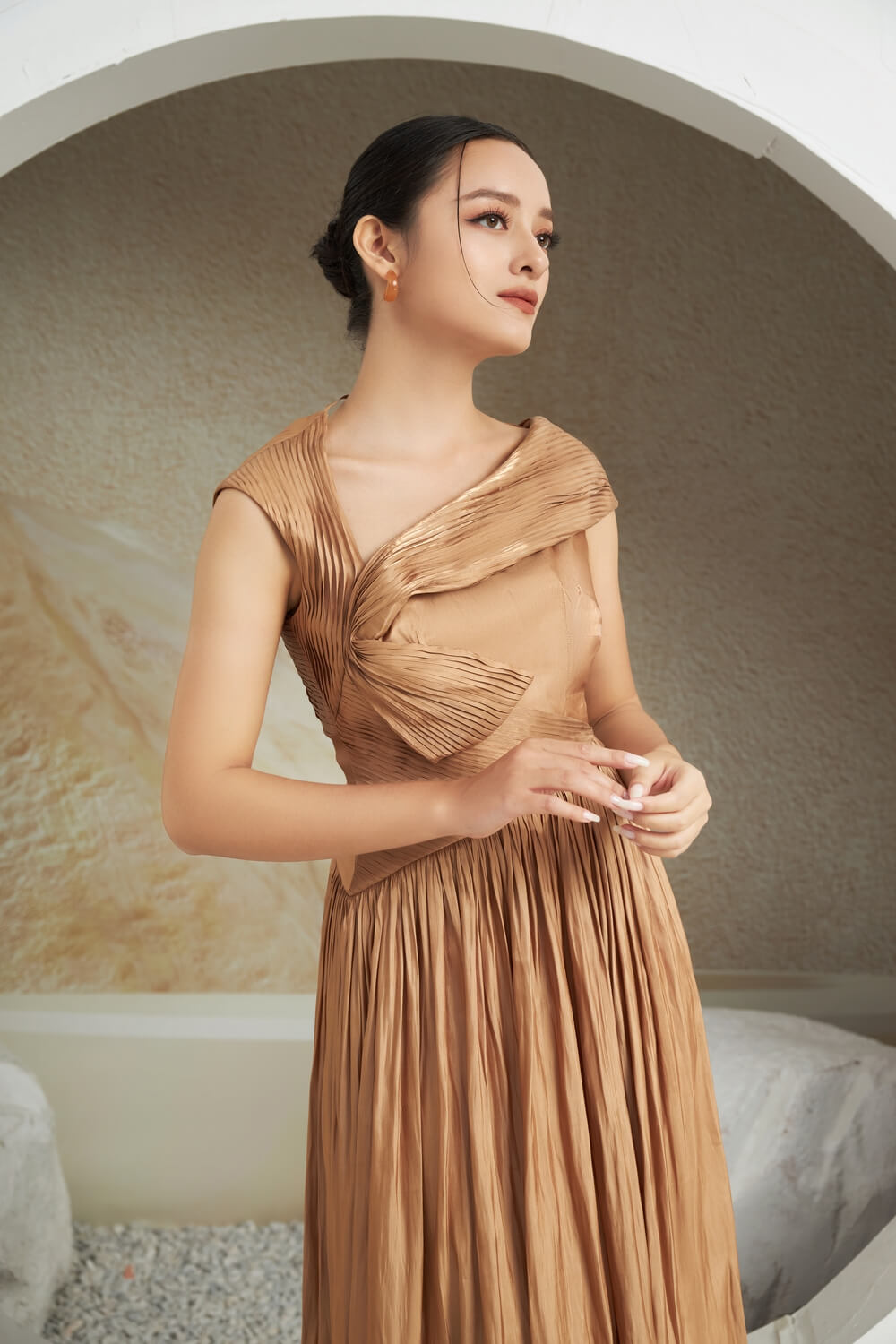 Aggie Diagonal V-Neck Dress 