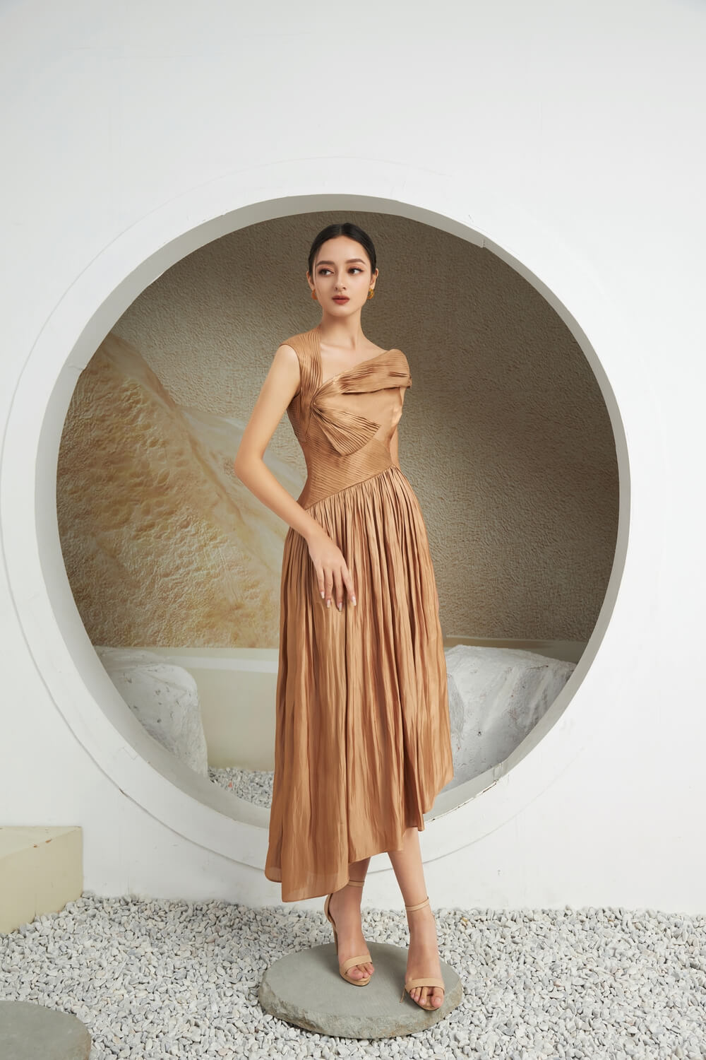 Aggie Diagonal V-Neck Dress 