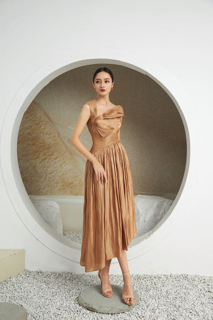 Aggie Diagonal V-Neck Dress 