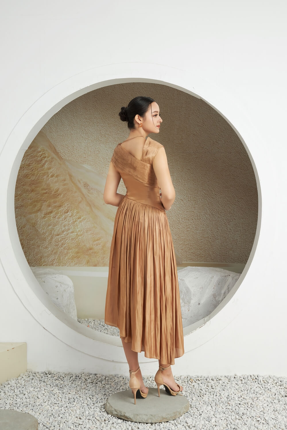 Aggie Diagonal V-Neck Dress 