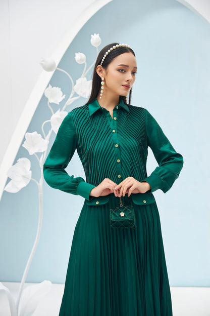 Ariel Pleated Midi Dress 