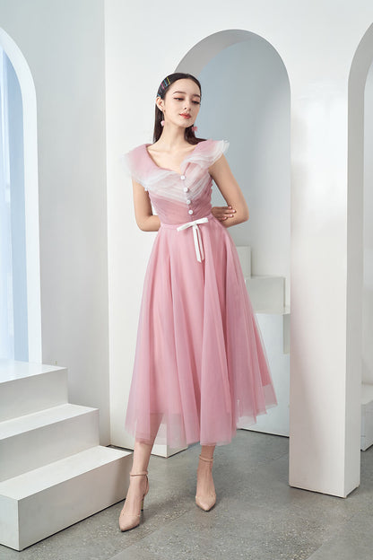 Baskom Ruffle Neckline Dress 