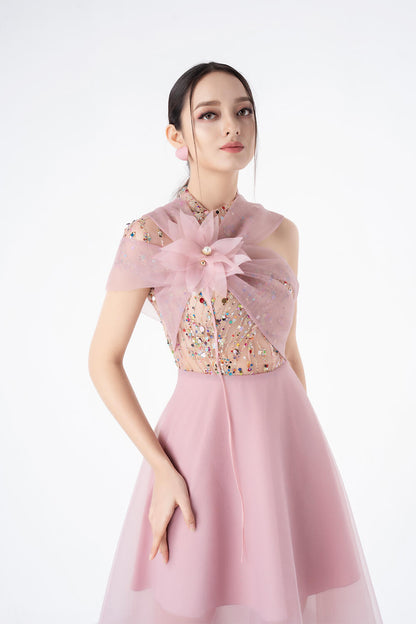 Dormer Asymmetric Sleeves Dress 