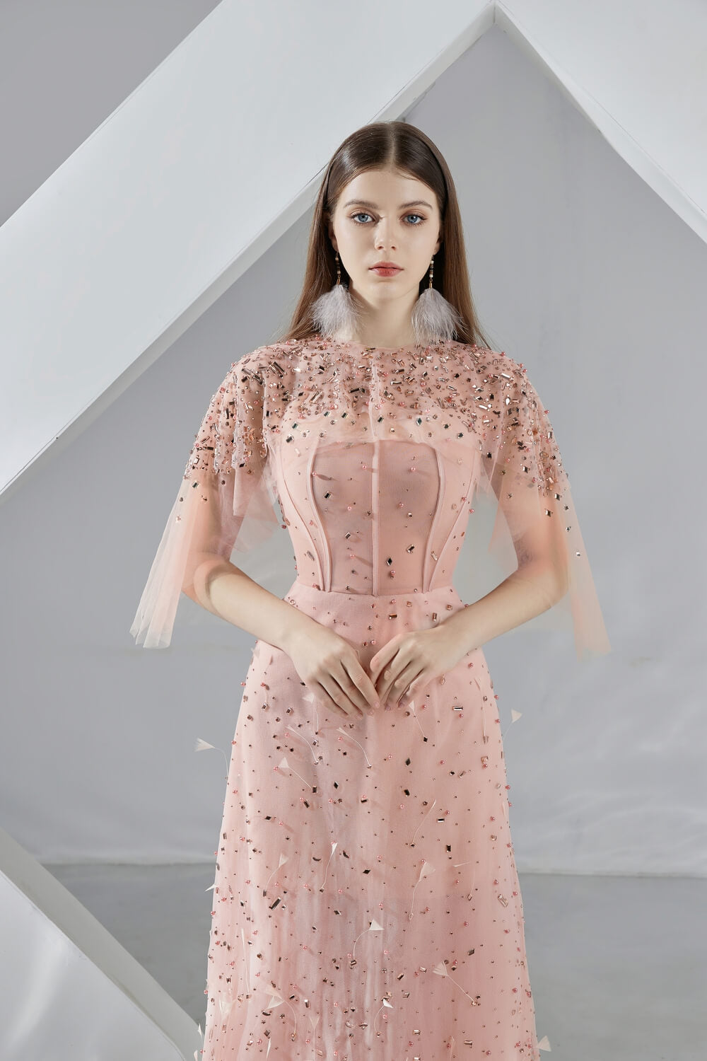 Mariam Straight Flare Sleeved Organza Midi Dress